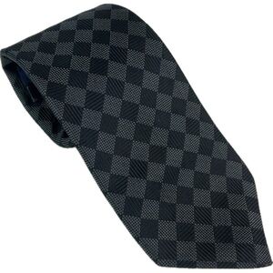 Paul Frederick Italian Silk Hand Tailored Diamond Pattern Black Gray Tie